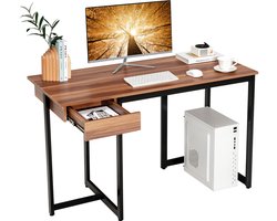 COSTWAY Computertafel, hout, walnoot, 120 cm x 55 cm x 75 cm