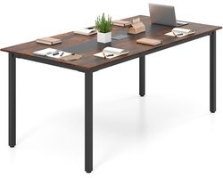 COSTWAY Conferentietafel, 180 x 90 cm, vergadertafel voor 8-10 personen, rechthoekige semintafel met kabeldoorvoer voor kantoor, vergaderruimte, rustiek bruin