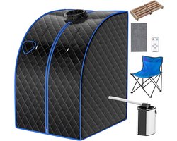 COSTWAY Draagbare stoomsauna, 1000 W, 3L opvouwbare persoonlijke therapeutische sauna met afstandsbediening, instelbare temperatuur en timer, roestvrij staal stoomoven met verstuiving functie, explosiebestendig gehard glazen deksel, 101 x 87 x 78 cm