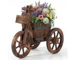 COSTWAY Driewieler plantenstandaard, bloembak met afvoergat, vat bloempot voor buiten, tuindecoratie voor binnen en buiten, balkon, tuin, 54 x 29 x 44 cm (l x b x h)
