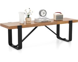 COSTWAY Eetkamerbank, 152,5 cm, 2-3-zits, houten bank met metalen frame, zitbank voor eetkamer tot 300 kg belastbaar, ideaal voor inrichting in de boerderij, modern, retro