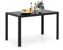 COSTWAY Eettafel van glas, keukentafel voor 4 personen, eetkamertafel met metalen frame, vierkante tafel, keukenmeubel voor eetkamer, woonkamer, restaurant, 120 x 70 x 75 cm, zwart