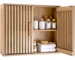 COSTWAY Hangkast badkamer, smalle wandkast hout, 60,5 x 20 x 50 cm