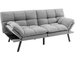 COSTWAY Inklapbare slaapbank, bank met slaapfunctie, omvormbare slaapbank met verstelbare rugleuning, bedbank met groot ligoppervlak van 182 x 106,5 cm voor de woonkamer