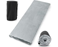 COSTWAY Isomat Camping matras van traagschuim, lichte slaapmat met flanellen overtrek, incl. draagtas, gastenmatras voor reizen, wandelen, thuis, 183 x 62,5 x 6,5 cm, grijs