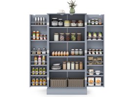 COSTWAY Keukenkast, opbergkast, opbergkast met 2 deuren en 6 verstelbare planken, multifunctionele kast voor keuken, woonkamer, eetkamer, 60 x 40 x 120 cm (grijs)