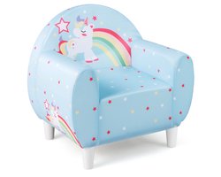 COSTWAY Kinderbank voor peuters, kinderstoel, gestoffeerd met rugleuning en armleuning, speelbank, kinderbank voor kinderkamer, speelkamer, babybank vanaf 3 jaar, 55 x 41 x 54 cm (blauw)