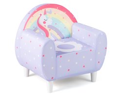 COSTWAY Kinderbank voor peuters, kinderstoel, gestoffeerd met rugleuning en armleuning, speelbank, kinderbank voor kinderkamer, speelkamer, babybank vanaf 3 jaar, 55 x 41 x 54 cm (paars)