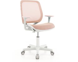 COSTWAY Kinderbureaustoel, 360 graden draaibaar, zithoogte 43-55 cm, in hoogte verstelbaar, ergonomisch met wieltjes, draaistoel, bureaustoel met rugleuningen en armleuningen, voor kinderen vanaf 6