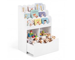 COSTWAY Kinderrek met 5 vakken en lade op wielen (wit)