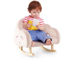 COSTWAY Kinderstoel voor peuters, gevoerde kinderbank, schommelstoel met massief houten poten, schommelstoel, kinderstoel voor kinderkamer, speelkamer en kleuterschool, schommelstoel, roze wolken