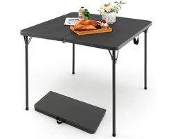 COSTWAY Klaptafel, vierkant, 86 x 86 cm, campingtafel, inklapbaar, tuintafel met HDPE-tafelblad en draaggreep, balkontafel voor 4 personen, draagbare eettafel voor keuken, tuin, camping, grijs