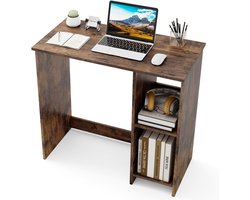 COSTWAY Klein bureau, computertafel met 2 vakken, pc-tafel, bureautafel voor kleine ruimtes, 80 x 40 x 74 cm, bruin