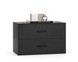 COSTWAY Ladekast met 2 laden, stapelbaar, dressoir van hout, nachtkastje, opbergkast, ladekast voor woonkamer, kantoor, slaapkamer, 60 x 34 x 38 cm (zwart)