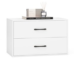 COSTWAY Ladekast met 2 laden, stapelbaar, dressoir van hout, opbergkast, nachtkastje, ladekast voor woonkamer, kantoor, slaapkamer, 60 x 34 x 38 cm (wit)