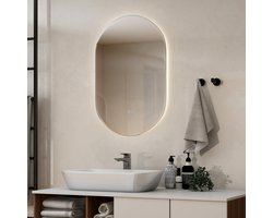 COSTWAY Led-spiegel 80 x 50 cm met anti-condens-spiegelverwarming, badkamerspiegel, 3000-6500 K, dimbaar, badkamerspiegel, wandspiegel