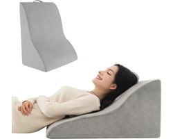 COSTWAY Leeskussen voor bed en bank, aderkussen om benen op te hangen, wigkussen met wasbare overtrek, steunkussen voor genezing, zwangerschap, problemen met snurken en brandend maagzuur (grijs)