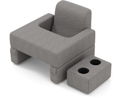 COSTWAY Leeskussen voor bed en bank, boekenkussen met bekerhouder, ergonomisch rugkussen met wasbare overtrek, schootkussen, vrij combineerbare wigkussenset om te lezen en te spelen, grijs
