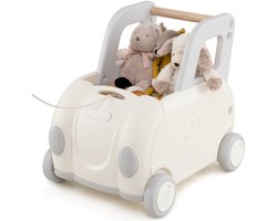 COSTWAY Loopwagen voor baby's, loophulp met handvat, trekkoord en klapzitting, speelgoedkist op wielen, loopwagen voor paardrijden, lopen en trekken, loopwagen voor jongens en meisjes