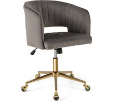 COSTWAY Make-upstoel, fluweel, draaistoel, in hoogte verstelbaar, met wielen en gevoerde rugleuning, make-uptafel, stoel, bureaustoel met schommelfunctie voor slaapkamer, werkkamer, kantoor