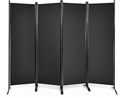 COSTWAY Metalen Kamerscherm 220 x 173 cm, Opvouwbare Binnenwand met Stabiele Voeten, Binnenwand Panelen voor Thuis en Kantoor