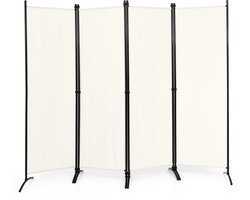 COSTWAY Metalen Kamerscherm 220 x 173 cm, Opvouwbare Binnenwand met Stabiele Voeten, Binnenwand Panelen voor Thuis en Kantoor