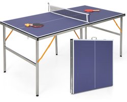 COSTWAY Mini-tafeltennistafel, inklapbaar, tafeltennistafel met net, 2 batjes en 3 ballen, pingpong-tafel, weerbestendig, voor binnen en buiten, 180 x 90 x 76 cm