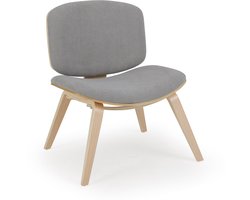 COSTWAY Moderne accentstoel, gestoffeerde loungestoel met rugleuning en gevoerde zitting, solide houten frame, ruimtebesparende armloze stoel voor keuken, eetkamer, woonkamer (lichtgrijs, 1)