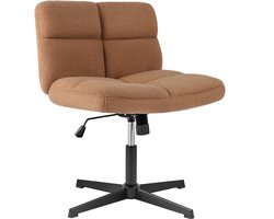COSTWAY Naaibare stoel, draaistoel zonder armleuningen, bureaustoel met brede zitting, bureaustoel met kruisvoet, make-upstoel, in hoogte verstelbaar, kantelfunctie, modern (bruin)
