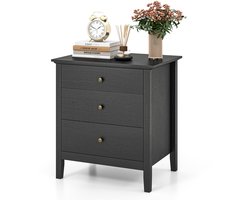 COSTWAY Nachtkastje met 3 laden, nachtkastje voor boxspringbed, nachtkastje, bijzettafel voor slaapkamer, woonkamer, 61 x 46 x 66 cm