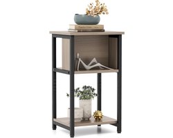 COSTWAY Nachtkastje met plank, bijzettafel met verstelbare voetkussens, banktafel, nachtkastje voor slaapkamer, woonkamer, 34 x 30 x 58,5 cm