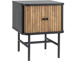 COSTWAY Nachtkastje met schuifdeuren, set van 2, nachtkastje met opbergruimte, bijzettafel met metalen poten, nachtkastje voor woonkamer, slaapkamer, 40 x 39 x 49 cm (wit)