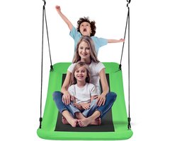 COSTWAY Nestschommel, gekromd tot 150 kg belastbaar, 120-180 cm verstelbaar touw, hangschommel, boomschommel, outdoor, meerkindschommel, tuinschommel voor kinderen en volwassenen (groen)