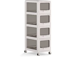 COSTWAY Nischenkast met wielen, niswagen met 4 laden | 30 cm breed nisrek, smalle opbergwagen, badkamerrolwagen voor badkamer, slaapkamer, wit