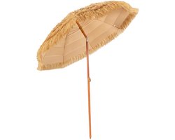 COSTWAY Ø 175 cm parasol, Hoogte 206 cm, Hawaï, strandscherm, reisstro, marktparasol, stroparasol, tuinparasol, kantelbaar, terrasparasol voor tuin, strand, outdoor