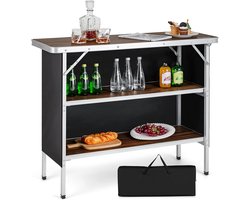 COSTWAY Opvouwbare Campingtafel, Aluminium Draagbare Picknicktafel met 2 verdiepingen Open Planken, Draagbare vouwtafel voor buitengebruik (Koffie)