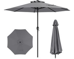 COSTWAY Parasol 250 cm, tuinparasol met zwengel, terrasparasol met 8 ribben, balkonscherm, marktscherm voor tuin, balkon, terras (antraciet)