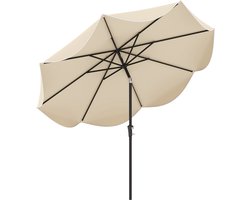 COSTWAY Parasol 270 cm, tuinparasol met zwengel en volant, aan beide zijden 25° knikbaar, terrasparasol met 8 ribben, marktscherm voor tuin, balkon, terras