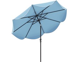 COSTWAY Parasol 270 cm, tuinparasol met zwengel en volant, aan beide zijden 25° knikbaar, terrasparasol met 8 ribben, marktscherm voor tuin, balkon, terras