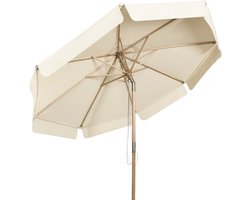 COSTWAY Parasol 300 cm, tuinscherm van hout, uv-bescherming, aan beide zijden 30° knikbaar, terrasparasol, marktscherm voor tuin, balkon, terras