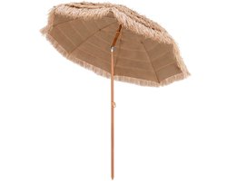 COSTWAY Parasol Hawaii, strandscherm, stro, UPF 50+, 30° knikbaar, tuinscherm, stroparasol, marktparasol, terrasparasol voor tuin, balkon, strand