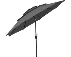 COSTWAY Parasol met 3 verdiepingen, 300 cm tuinscherm, windbestendig, stabiel, terrasparasol met zwengel, aan beide zijden 30 graden kantelbaar, balkonscherm, geventileerd, marktscherm voor tuin