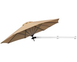 COSTWAY Parasol voor de muur, kantelbare wandscherm, balkonscherm met verstelbare aluminium stang, wandgemonteerde tuinparasol voor tuin, balkon, binnenplaats, Ø 247 cm
