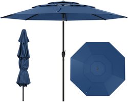 COSTWAY Parasol, windbestendig, stabiel, 300 cm tuinparasol met zwengel, aan beide zijden 45° knikbaar, uv-bescherming, zonwering, terrasparasol, geventileerd, marktscherm voor terras, tuin, balkon