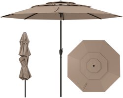 COSTWAY Parasol, windbestendig, stabiel, 300 cm tuinparasol met zwengel, aan beide zijden 45° knikbaar, uv-bescherming, zonwering, terrasparasol, geventileerd, marktscherm voor terras, tuin, balkon