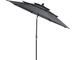 COSTWAY Parasol, windbestendig, stabiel, 300 cm tuinparasol met zwengel, knikbaar, aluminium terrasparasol, geventileerd, uv-bescherming, zonwering, marktscherm voor terras, tuin, balkon
