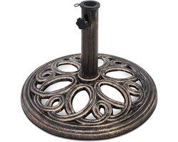 COSTWAY Parasolstandaard, ronde parasolstandaard voor parasolstangen van 38/48 mm, Ø 45 cm, marktparaplustandaard van gietijzer, parasolvoet voor tuin, balkon, brons