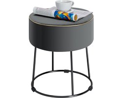 COSTWAY Ronde kruk, fluwelen voetenbank met metalen poten, make-up-kruk, gewatteerd tot 150 kg belastbaar, fluwelen poef voor woonkamer, slaapkamer (grijs)