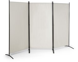 COSTWAY Ruimteverdeler, kamerscherm, 3-delig inklapbaar, scheidingswand, wandscherm van metaal en polyester, inkijkbescherming, kamerverdeler, voor thuis, kantoor, terras, beige, 3-delig, 260 x 183 cm