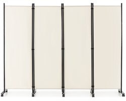 COSTWAY Ruimteverdeler op wielen, kamerscherm, 4-delig, scheidingswand opvouwbaar, inkijkbescherming, 225 x 173cm